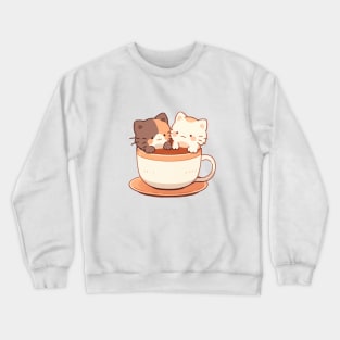 Kawaii kittens in hot chocolate cup Crewneck Sweatshirt